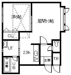 オーロラII(1LDK/2階)の間取り写真