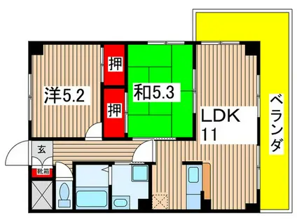 第2プレシオ(2LDK/3階)の間取り写真