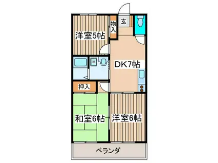 グリーンヒルズ南大泉B(3DK/2階)の間取り写真