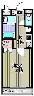 アムールプレジデント(1K/1階)の間取り写真
