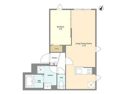 タスキSMART新大塚II(1LDK/1階)の間取り写真