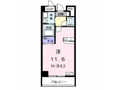 メゾンカルム(ワンルーム/6階)の間取り写真