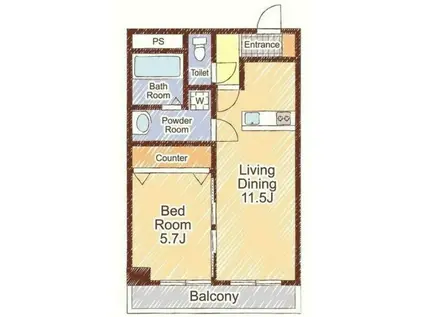 スリーゼ中島東リバープレイス(1LDK/11階)の間取り写真