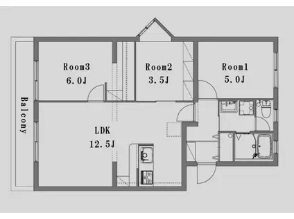 RAY霧ヶ丘桜マンション(3LDK/2階)の間取り写真