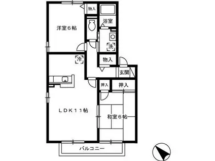 グレースパレス(2LDK/2階)の間取り写真