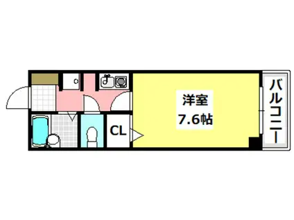 ヴィユーフルーヴII(1K/3階)の間取り写真