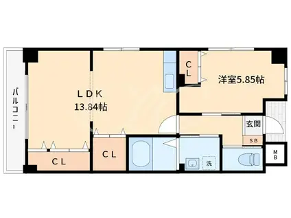 ウィンビュ三ツ沢(1LDK/1階)の間取り写真