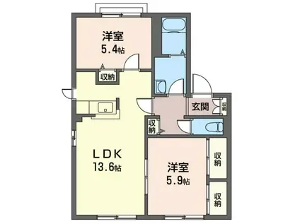 グレイスヴィラG(2LDK/1階)の間取り写真