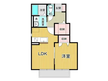 JR常磐線 植田駅(福島) 徒歩8分 2階建 築10年(1LDK/1階)の間取り写真