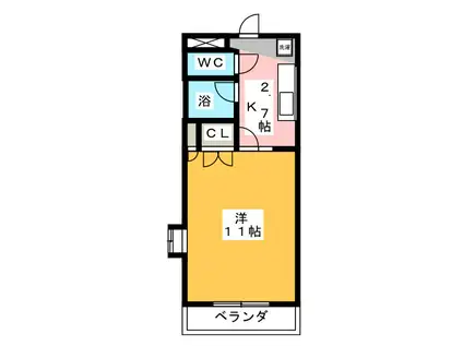 SOPHIA江戸橋(1K/2階)の間取り写真