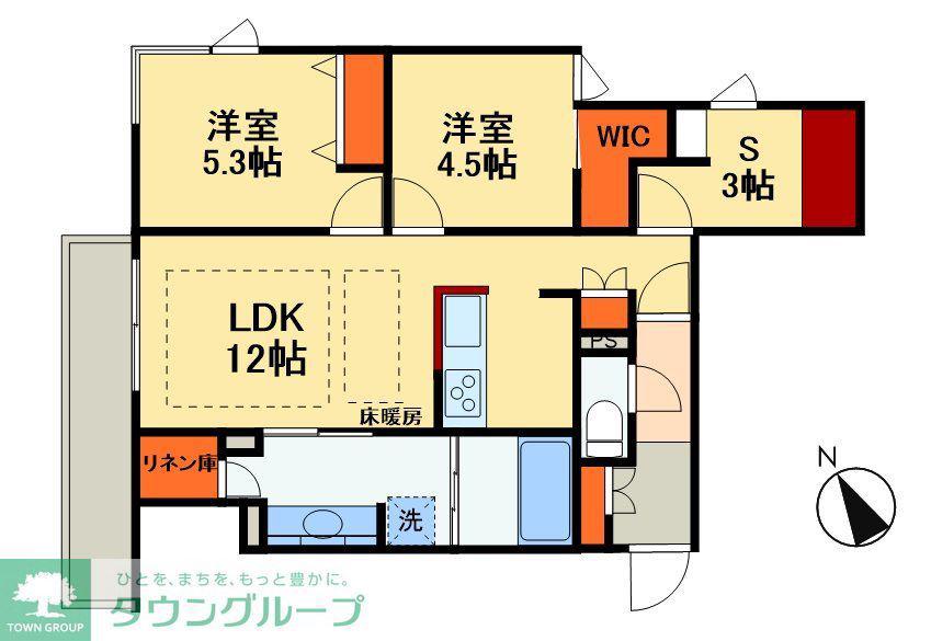ウエスト・ノワール(2SLDK/3階)の間取り写真