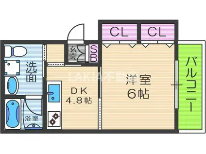 エスカーサ大阪阿倍野パークビュー(1DK/4階)の間取り写真