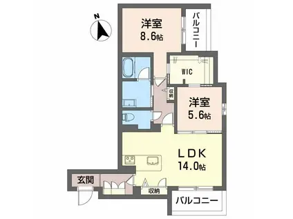 NGE金山プルミエ(2LDK/2階)の間取り写真