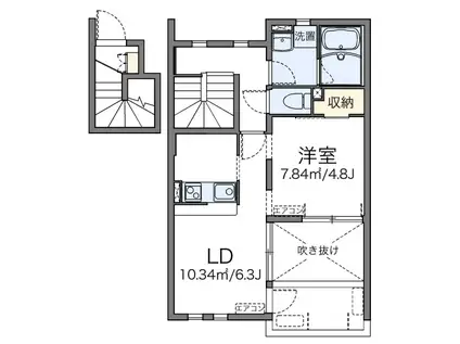 フリージア(1LDK/2階)の間取り写真