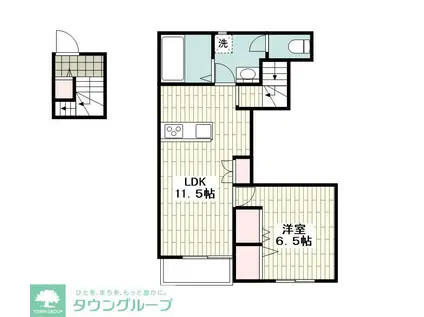 GLASS LARGO(1LDK/2階)の間取り写真