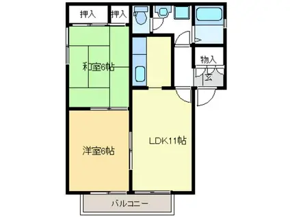 ビィブレ(2LDK/2階)の間取り写真