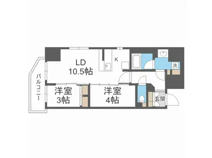 アーバネックス西本町(2LDK/9階)の間取り写真