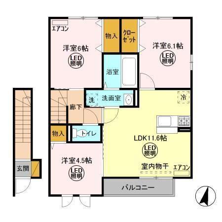 ロイヤルスクエアF(3LDK/2階)の間取り写真