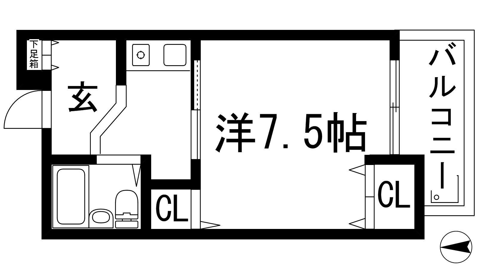 石橋パークヒルズ(1K/2階)の間取り写真