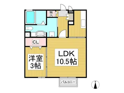 サンパティーク上田原 A(1LDK/1階)の間取り写真