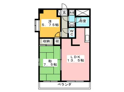 カーサ・ボスコ(2LDK/3階)の間取り写真