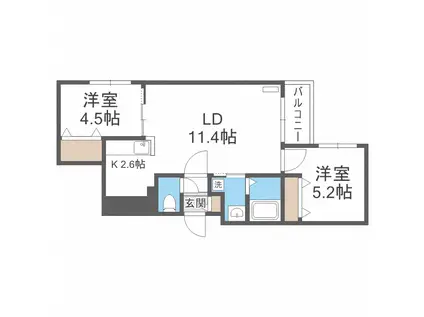 ブランシャールNOA中島公園(1LDK/4階)の間取り写真