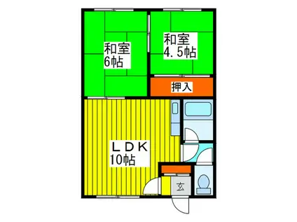 白樺ハイツ(2LDK/2階)の間取り写真