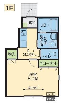 サンブライト上野町(1K/1階)の間取り写真