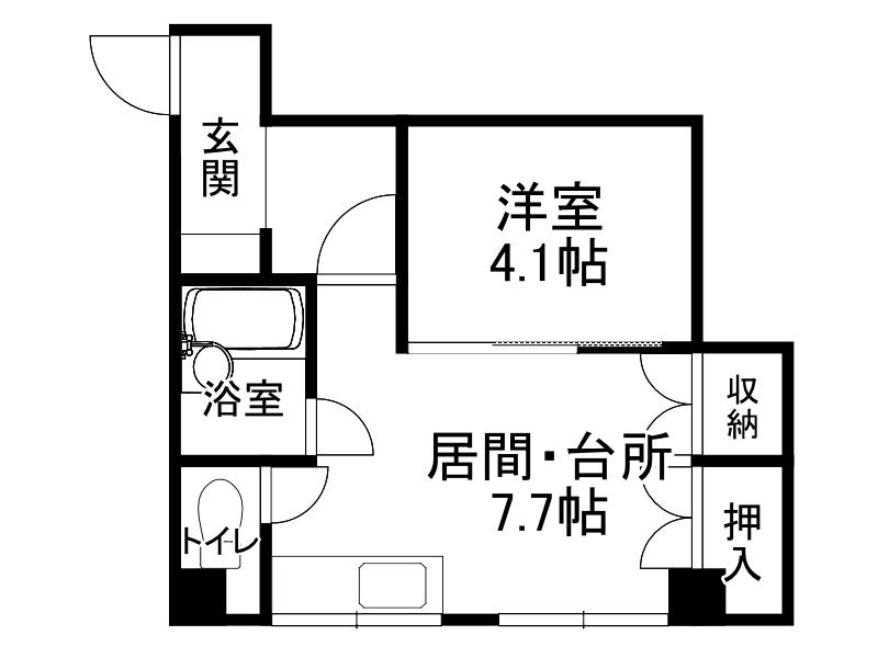 皆川ビル(1DK/4階)の間取り写真