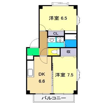 サンモールコスモス(2DK/2階)の間取り写真