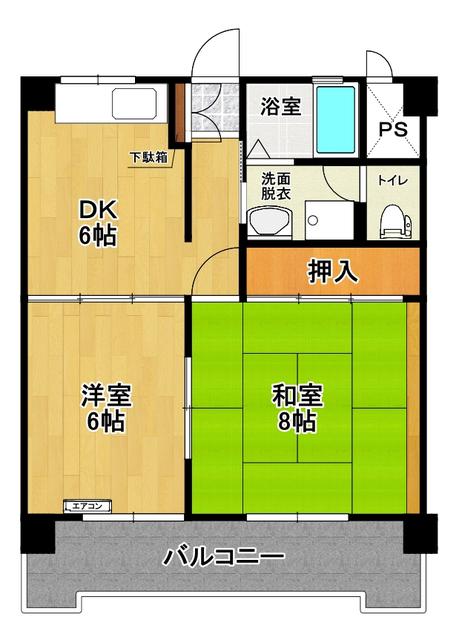 カーサ名郷田(2DK/4階)の間取り写真