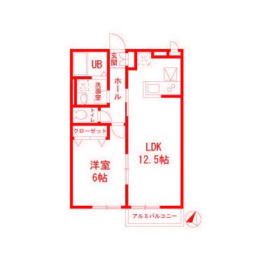 SUNTERRACEII(1LDK/1階)の間取り写真