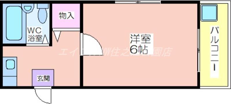 ハイムパルナイン(1K/1階)の間取り写真