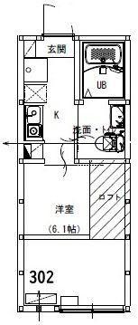 アルサーヴ千葉(1K/3階)の間取り写真