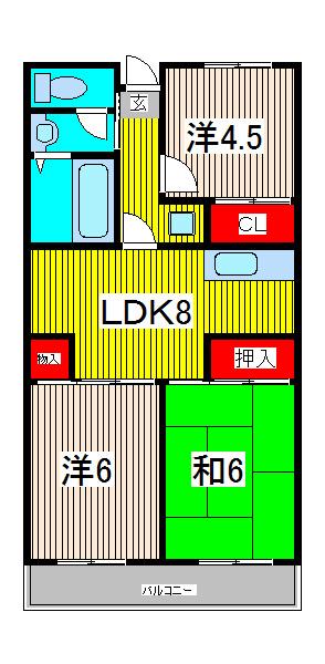 ハイムアズマ(3LDK/2階)の間取り写真