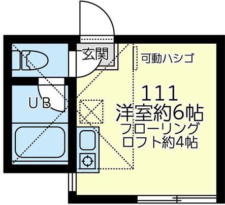 ユナイトKS中野島(ワンルーム/1階)の間取り写真