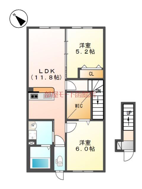 CRECIA(2LDK/2階)の間取り写真