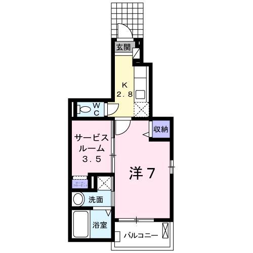 サンシャイン・穴生(1SK/1階)の間取り写真