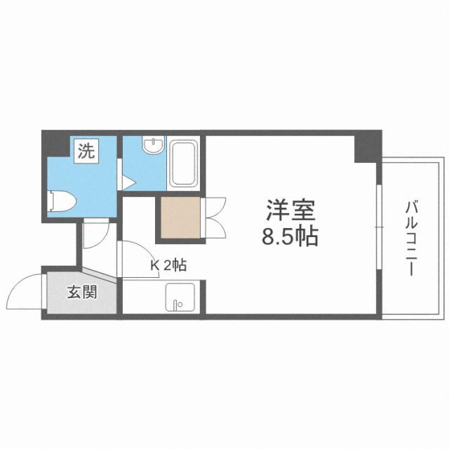 セゾン・ドゥ・ブランシェ北21条(1K/4階)の間取り写真