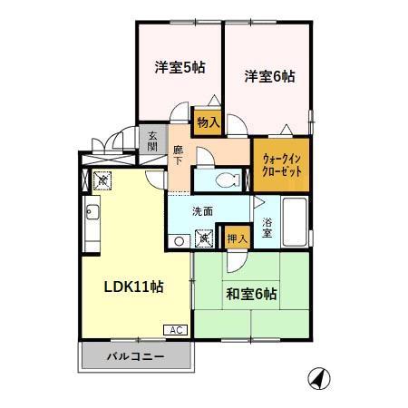 アンソレイエ(3LDK/2階)の間取り写真