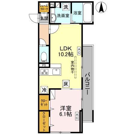 D-ROOM FIORE ”N”(1LDK/1階)の間取り写真