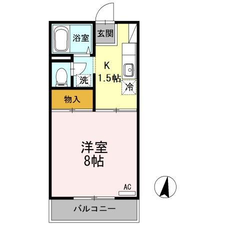 プレジール岡本 A棟(1K/2階)の間取り写真