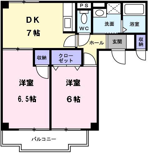 メゾン比良(2DK/2階)の間取り写真
