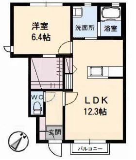 シャルマン ラフォ一レB棟(1LDK/1階)の間取り写真