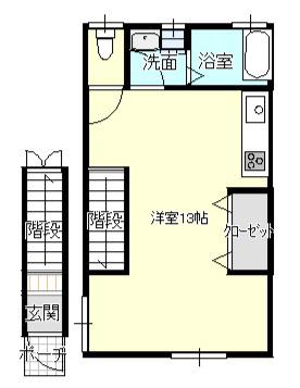 メゾンせせらぎII(ワンルーム/2階)の間取り写真