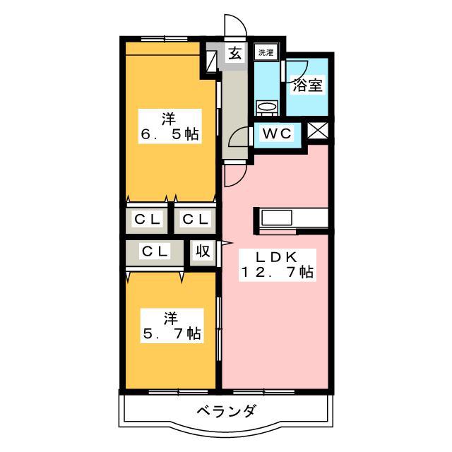 リューレント・R(2LDK/3階)の間取り写真
