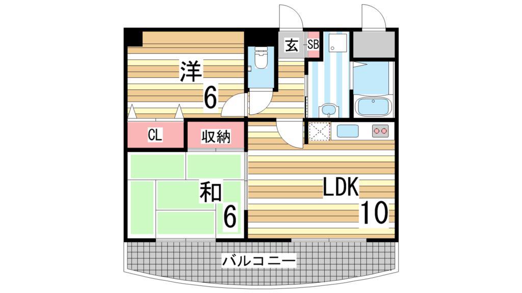 フェリスメンテ・狩口台(2LDK/2階)の間取り写真