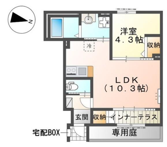 リファインド レジデンス(1LDK/1階)の間取り写真