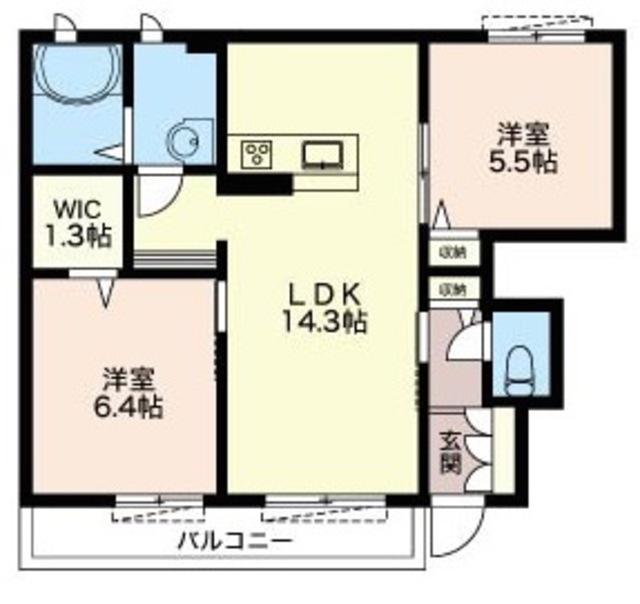 レストフォレストC(2LDK/1階)の間取り写真