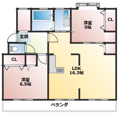 ファミール柏原(2LDK/3階)の間取り写真